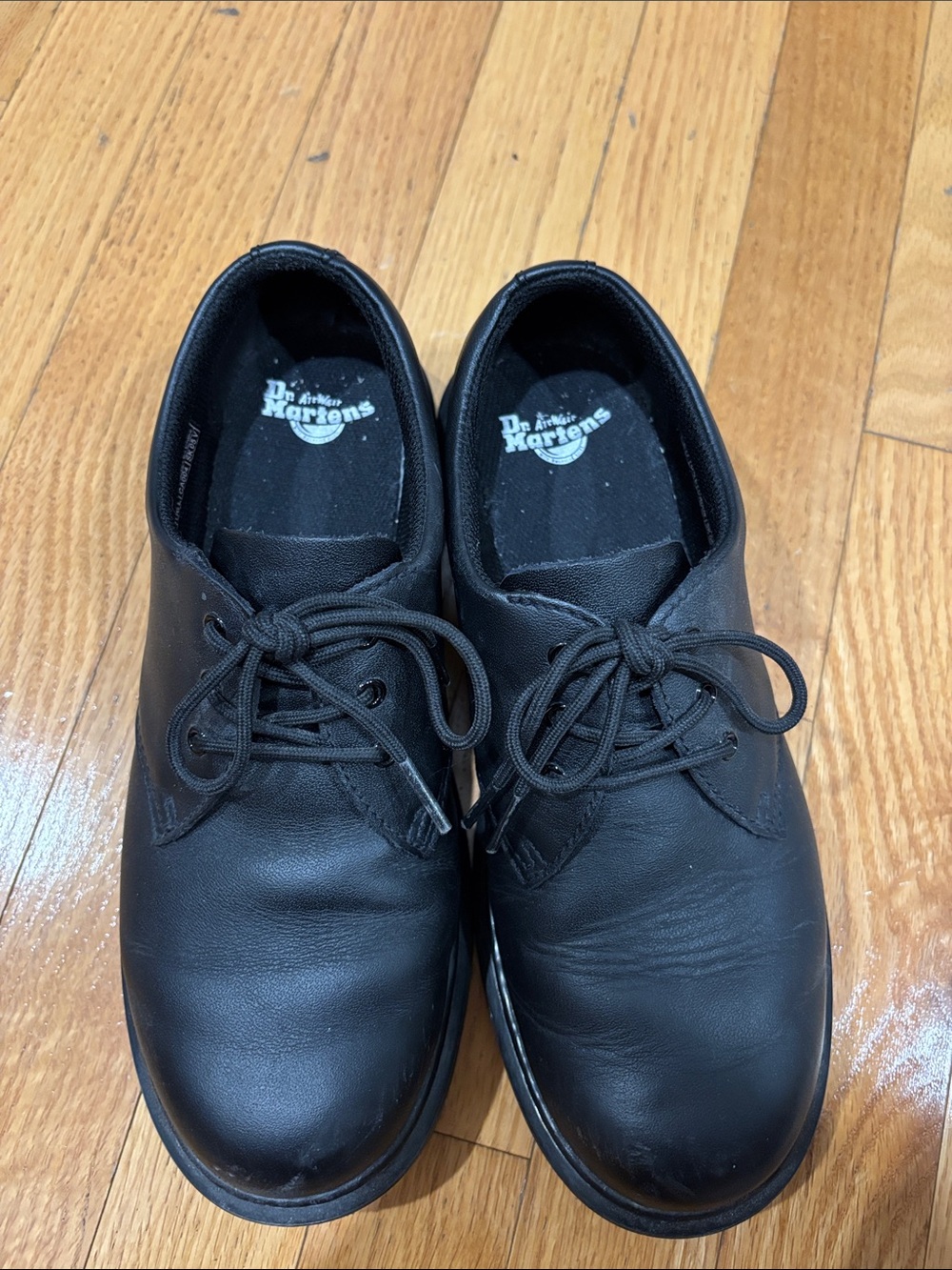 Dr. Martens Black Leather Lace-Up Flats